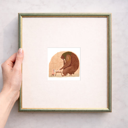Bear and Mouse Art Print – Cozy Woodland Nursery Decor (10x15 cm)