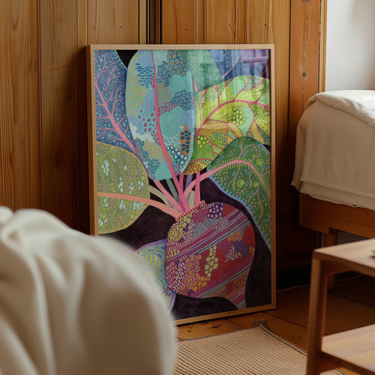 Beet Botanical Art Print – Folk Style Kitchen Decor