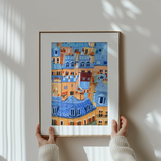 Paris Rooftops Art Print: Hand-Drawn Parisian Architecture