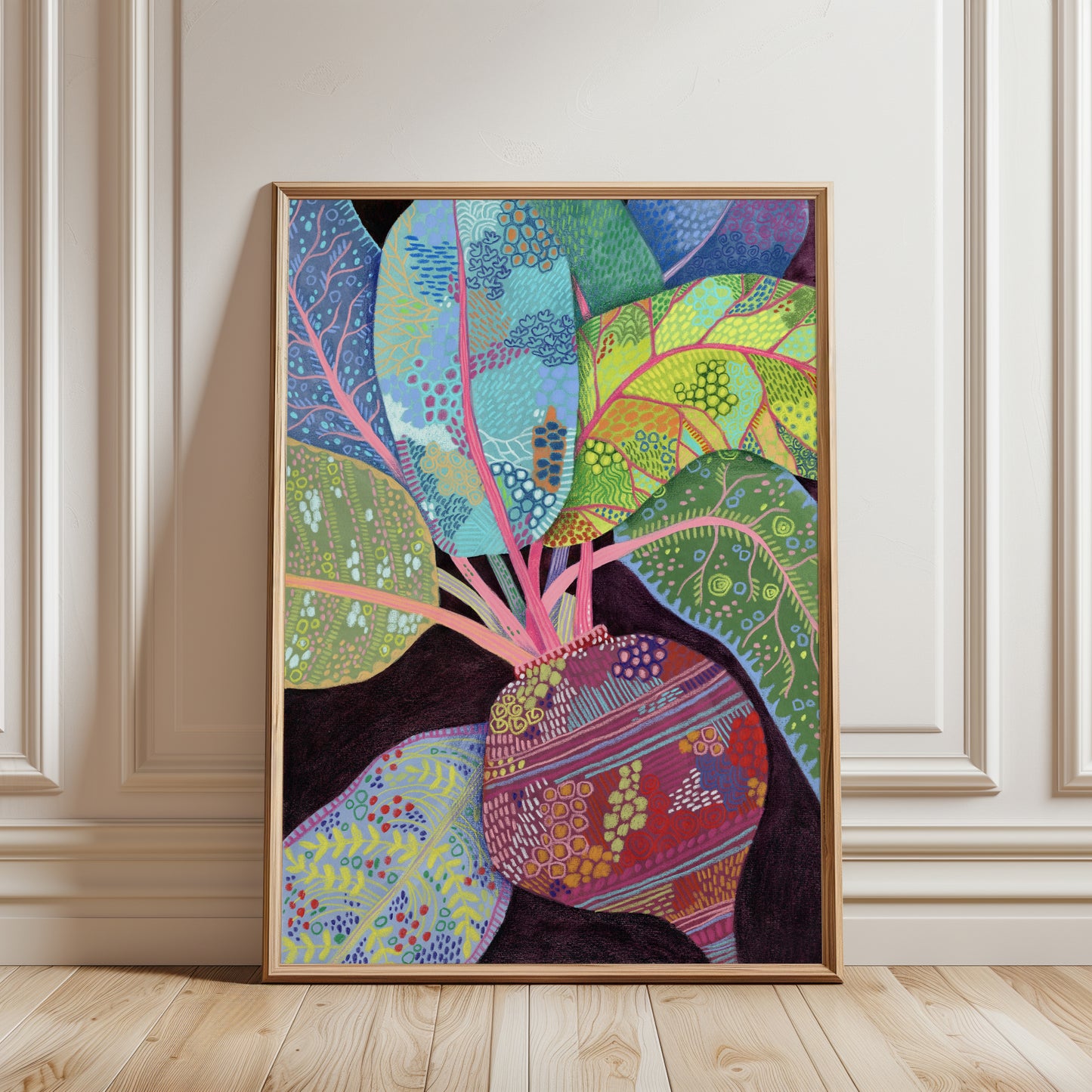 Beet Botanical Art Print – Folk Style Kitchen Decor