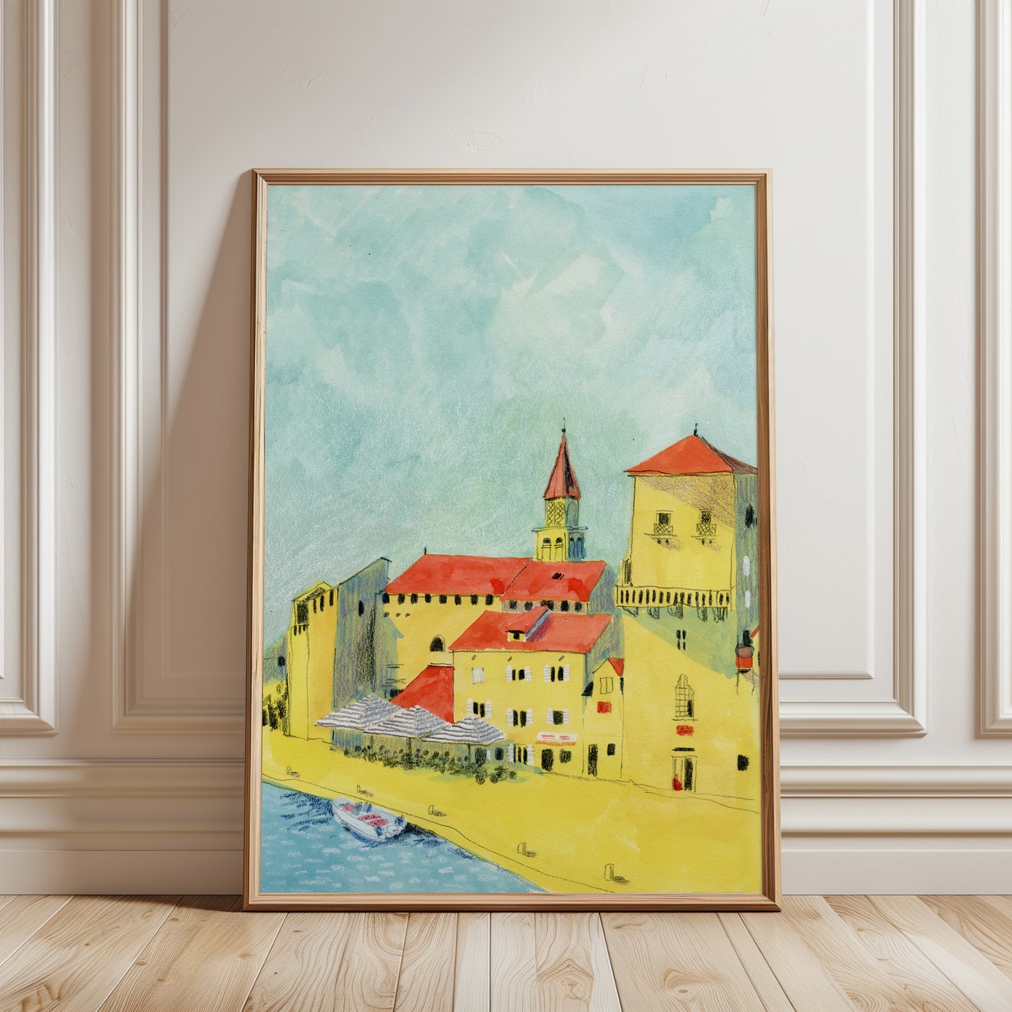 Trogir Croatia Art Print: Coastal Architecture Illustration