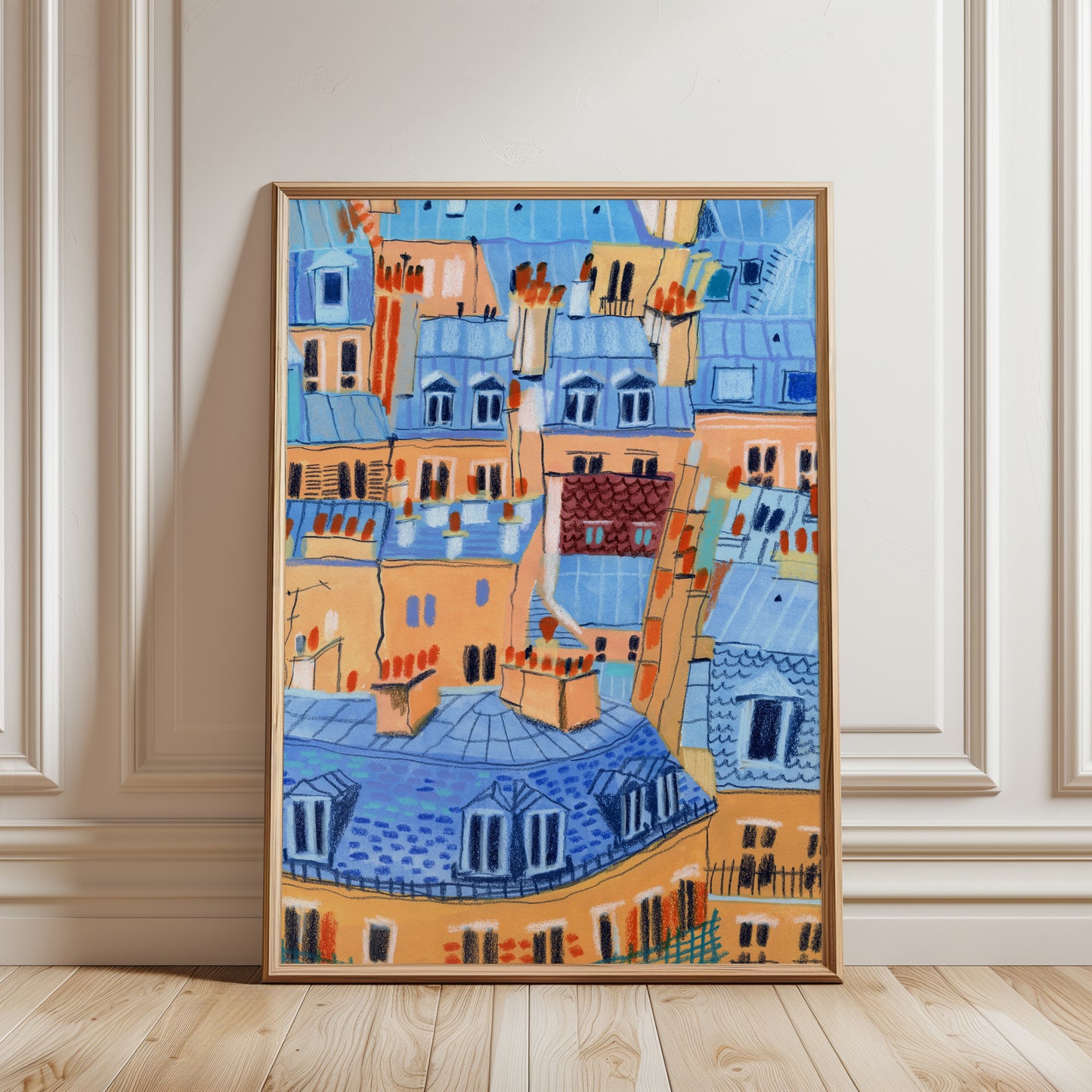 Paris Rooftops Art Print: Hand-Drawn Parisian Architecture
