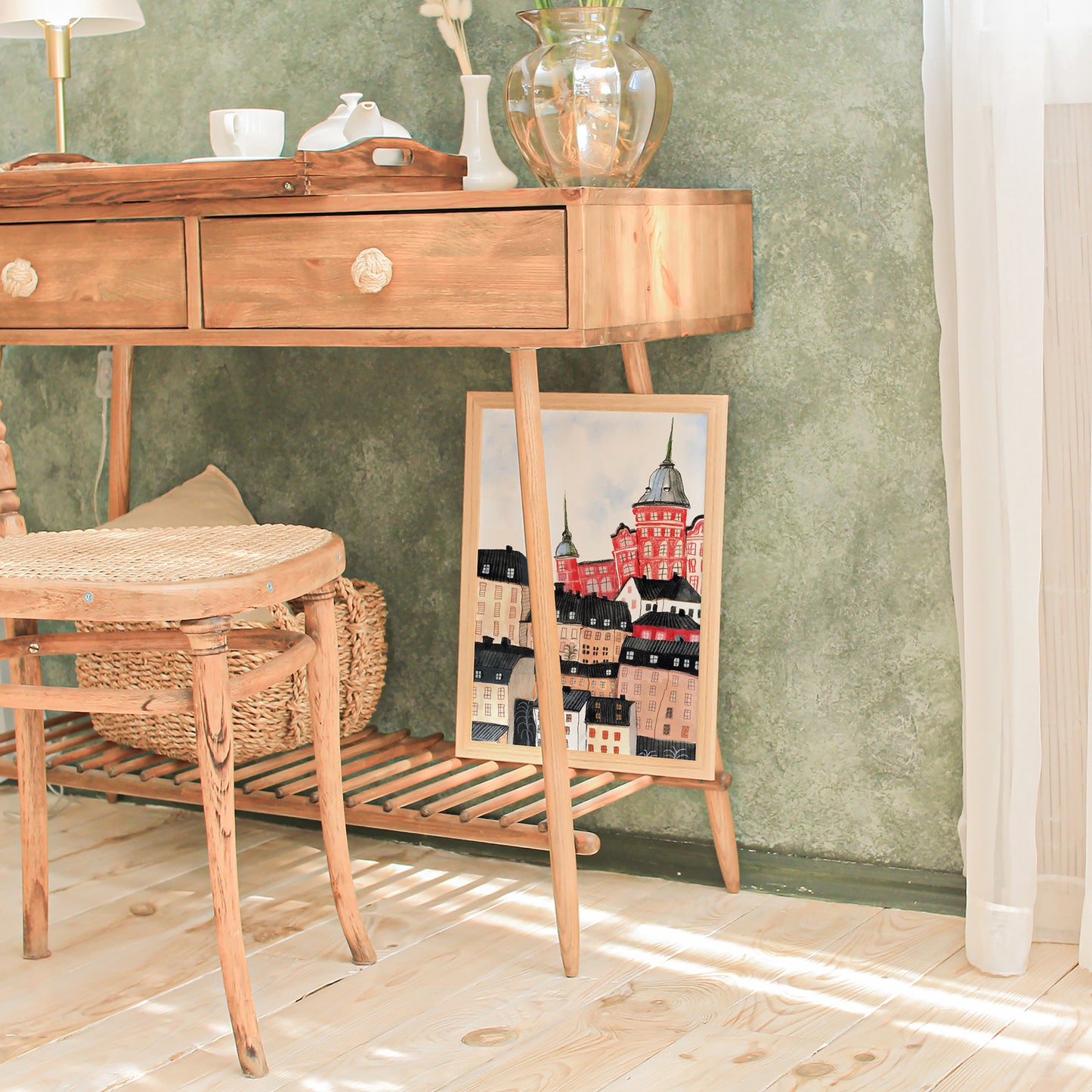 Stockholm Art Print: Hand-Drawn Nordic Cityscape