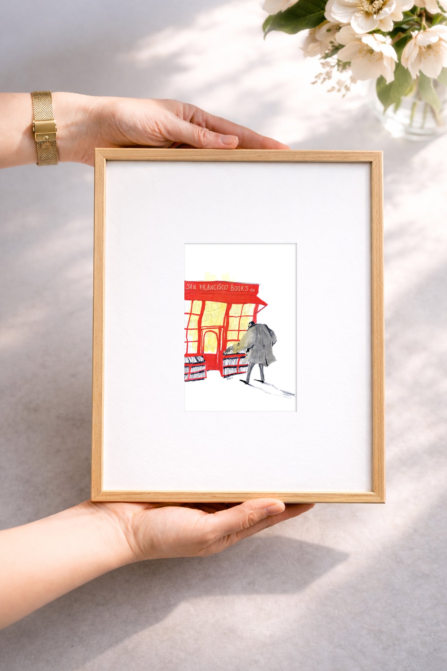 San Francisco Bookshop Art Print – Cozy Literary Illustration (10x15cm Mini Print)