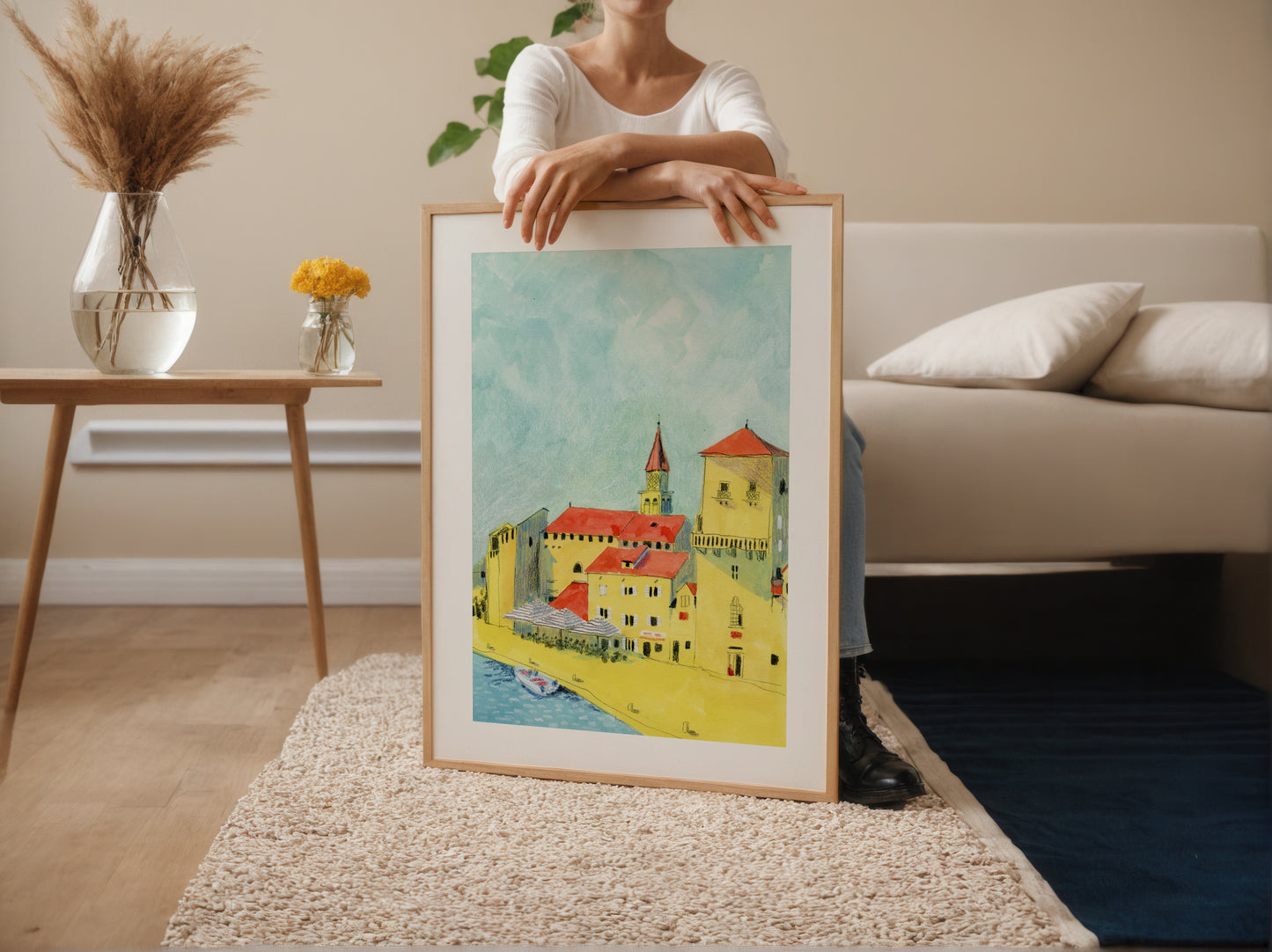 Trogir Croatia Art Print: Coastal Architecture Illustration