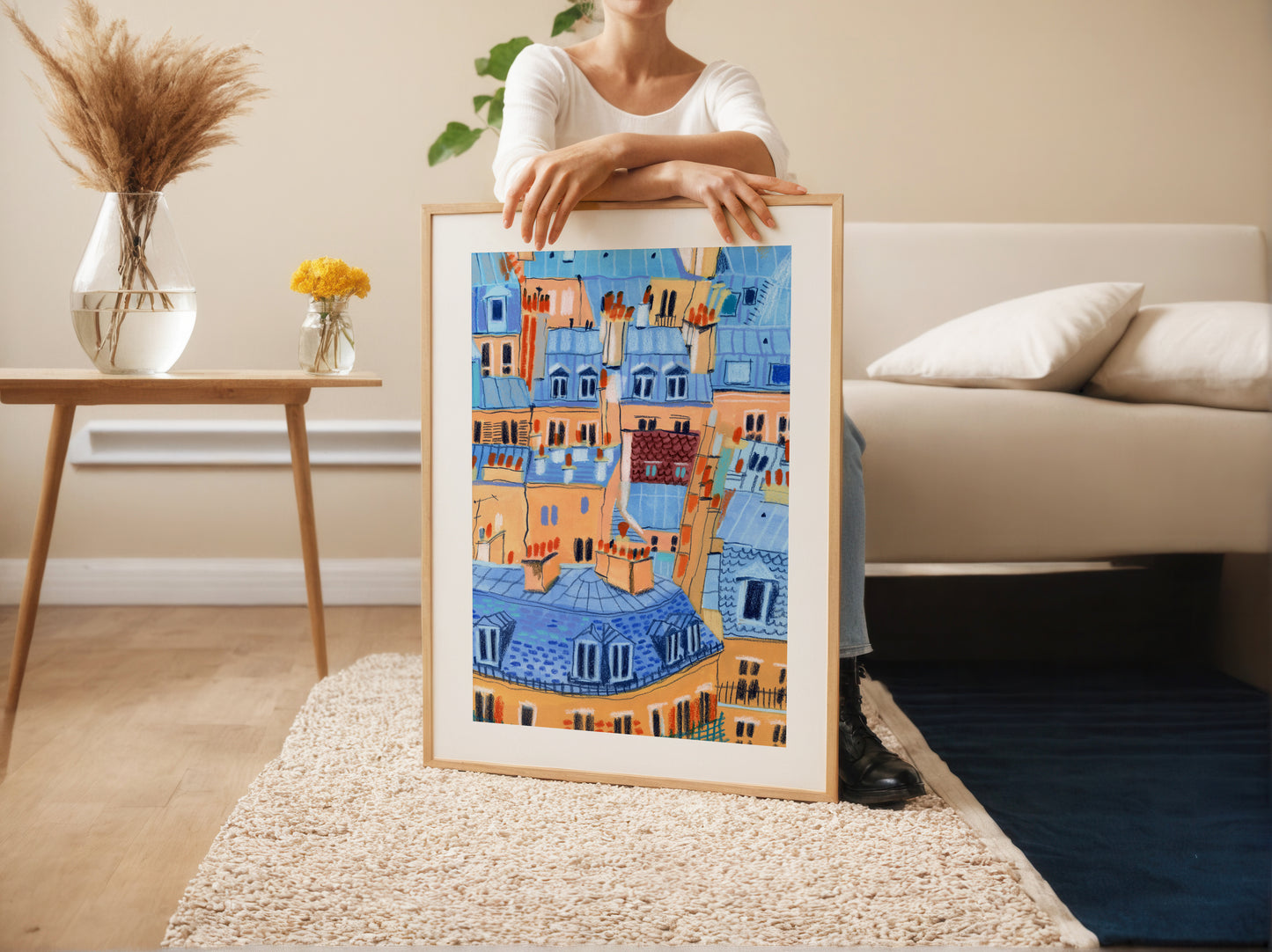 Paris Rooftops Art Print: Hand-Drawn Parisian Architecture