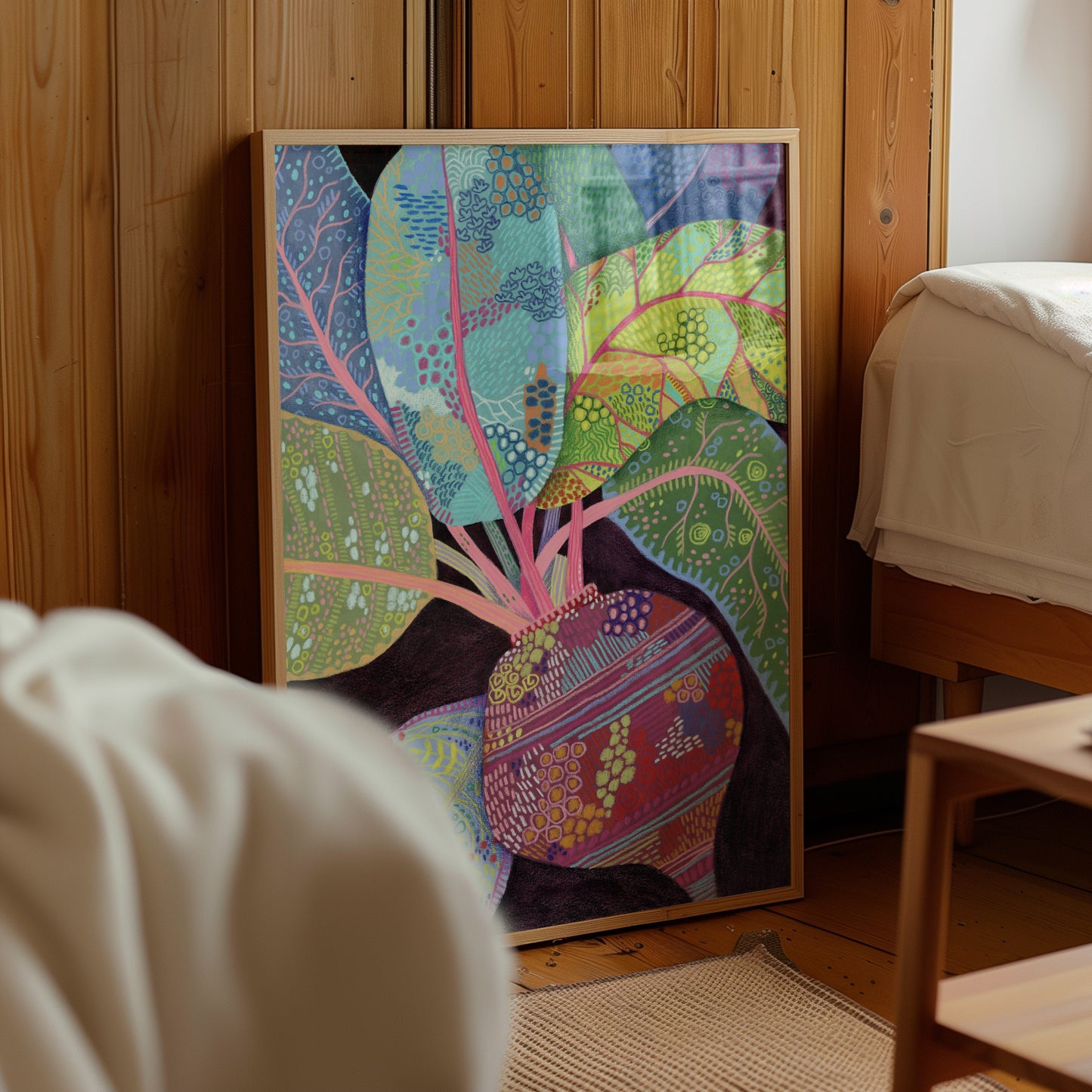 Beet Botanical Art Print – Folk Style Kitchen Decor