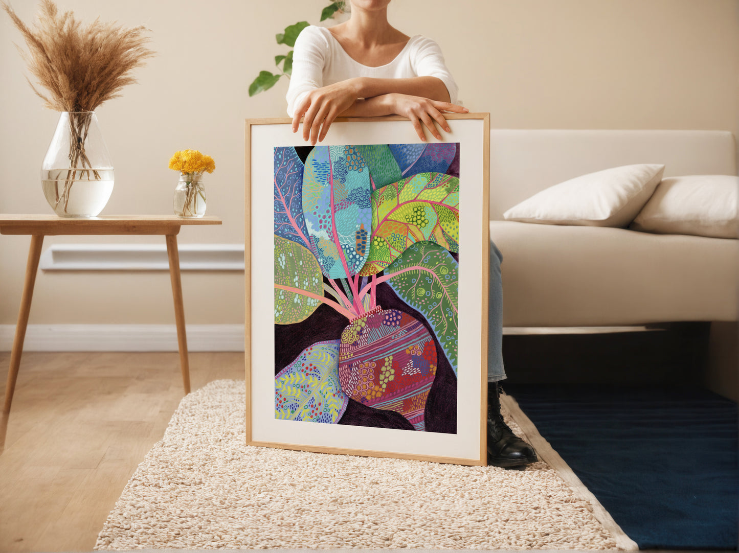 Beet Botanical Art Print – Folk Style Kitchen Decor