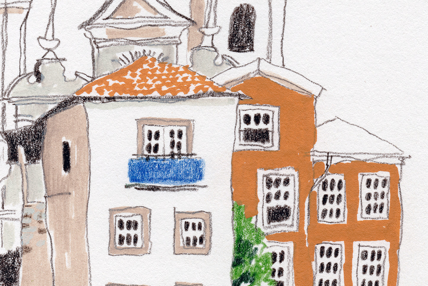 Porto Cityscape Art Print: Colorful Portugal Urban Sketch