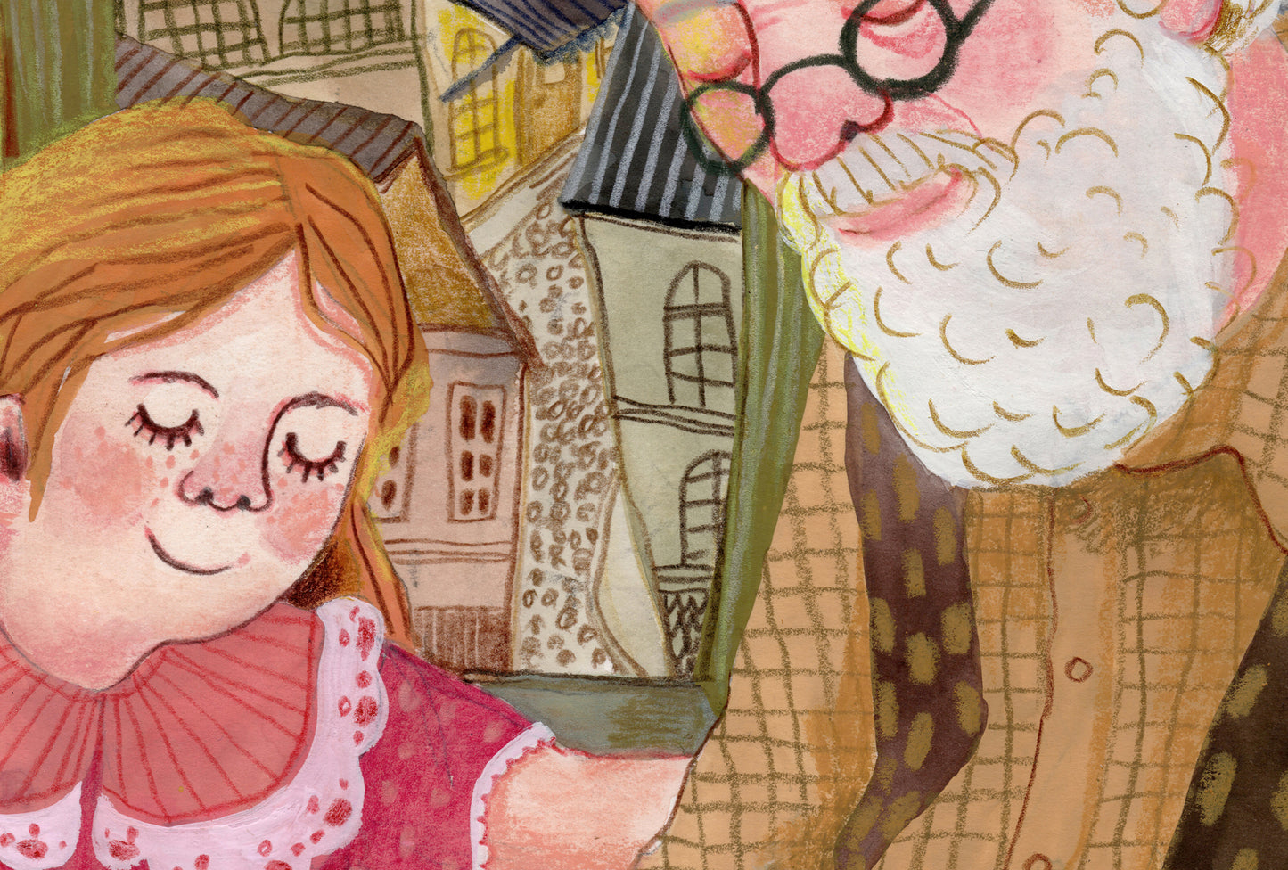 Grandpa Reading Art Print - Grandfather and Granddaughter Storytime, Family Illustration, Nursery & Reading Nook Wall Art, Giclée print