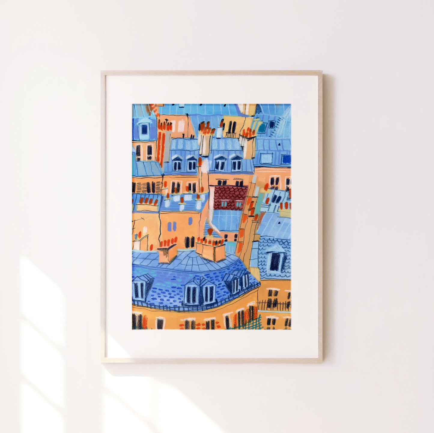Paris Rooftops Art Print: Hand-Drawn Parisian Architecture
