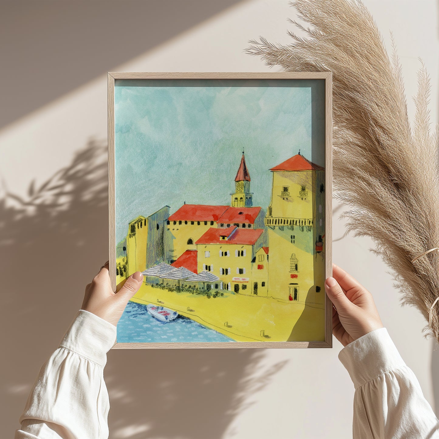 Trogir Croatia Art Print: Coastal Architecture Illustration