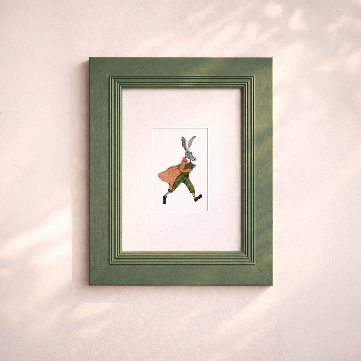 Whimsical Rabbit Art Print – Vintage Cottagecore Mini Fine Art 10x15 cm