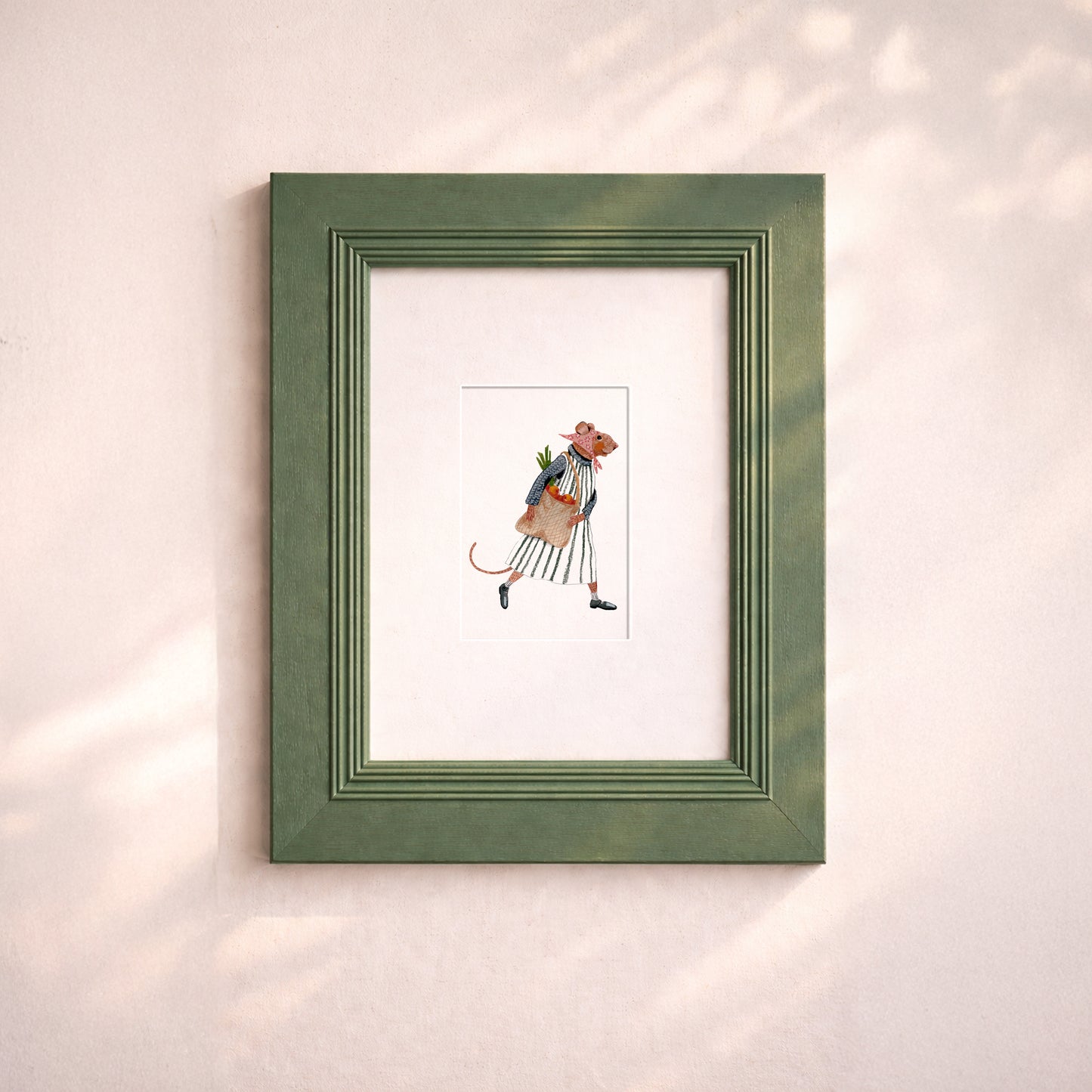Whimsical Mouse Illustration Fine Art Print – Cottagecore, Minimalist Wall Decor (10x15 cm)