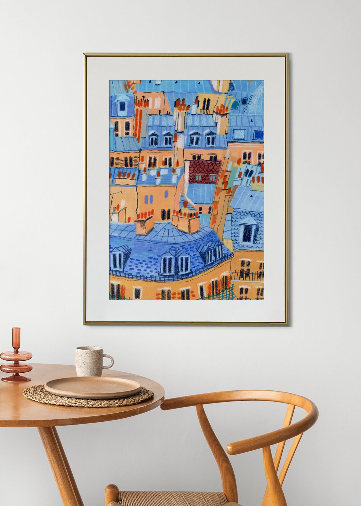 Paris Rooftops Art Print: Hand-Drawn Parisian Architecture