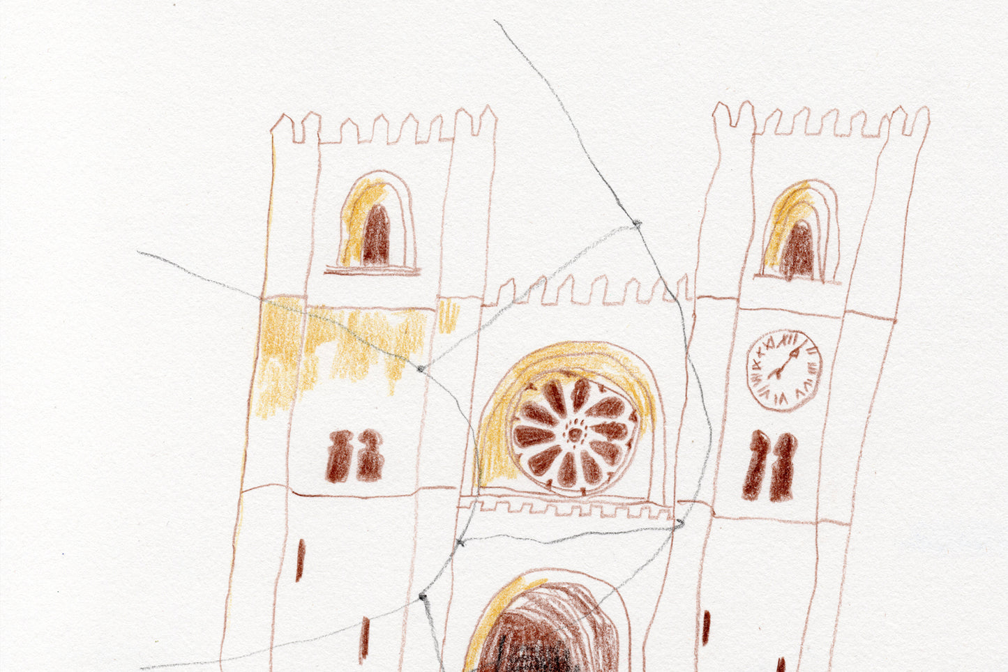 Lisbon Street Scene Print: Yellow Tram, Hand-Drawn Travel Poster