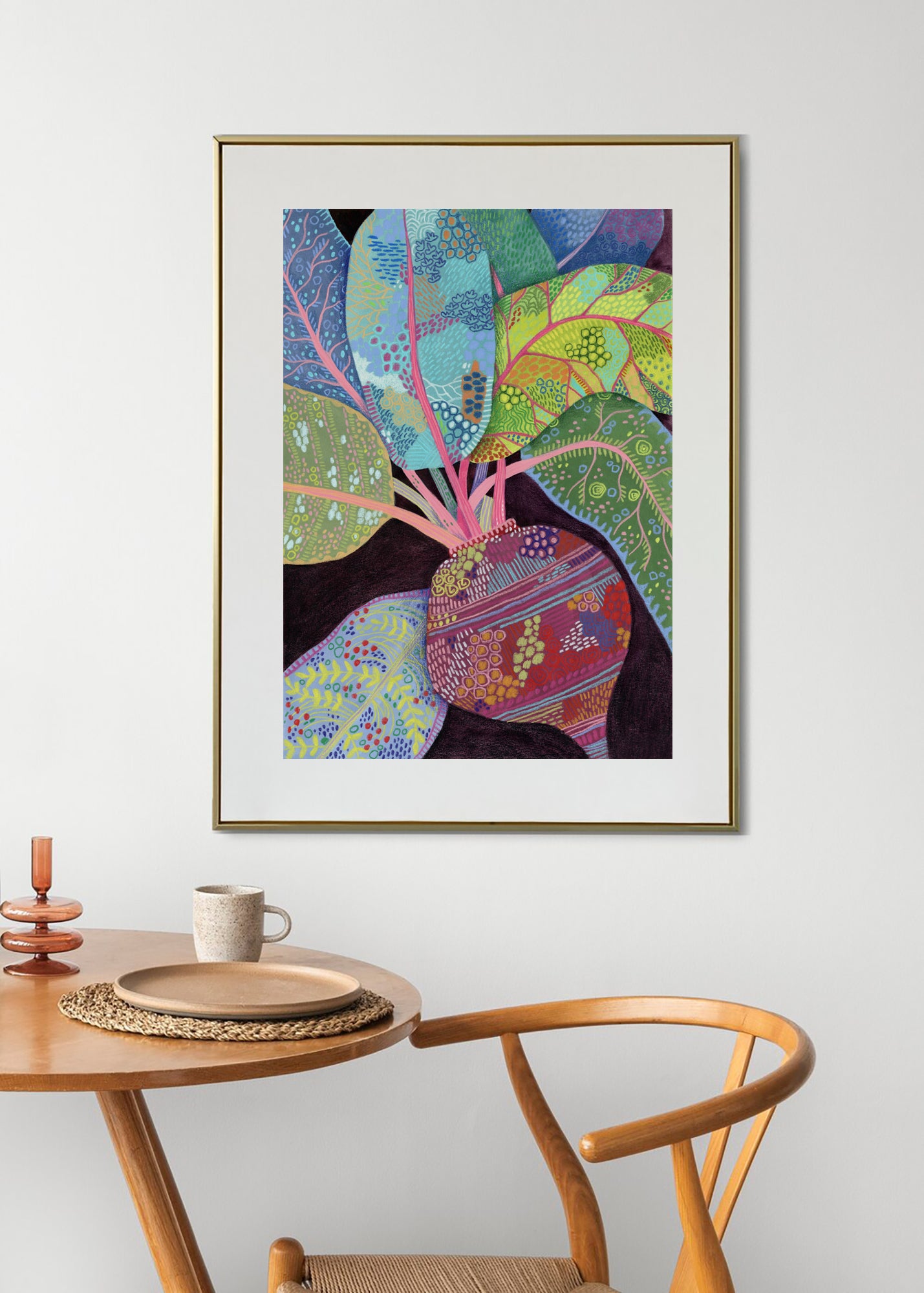 Beet Botanical Art Print – Folk Style Kitchen Decor