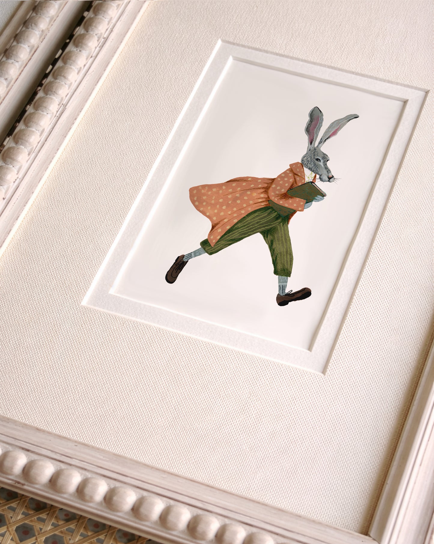 Whimsical Rabbit Art Print – Vintage Cottagecore Mini Fine Art 10x15 cm
