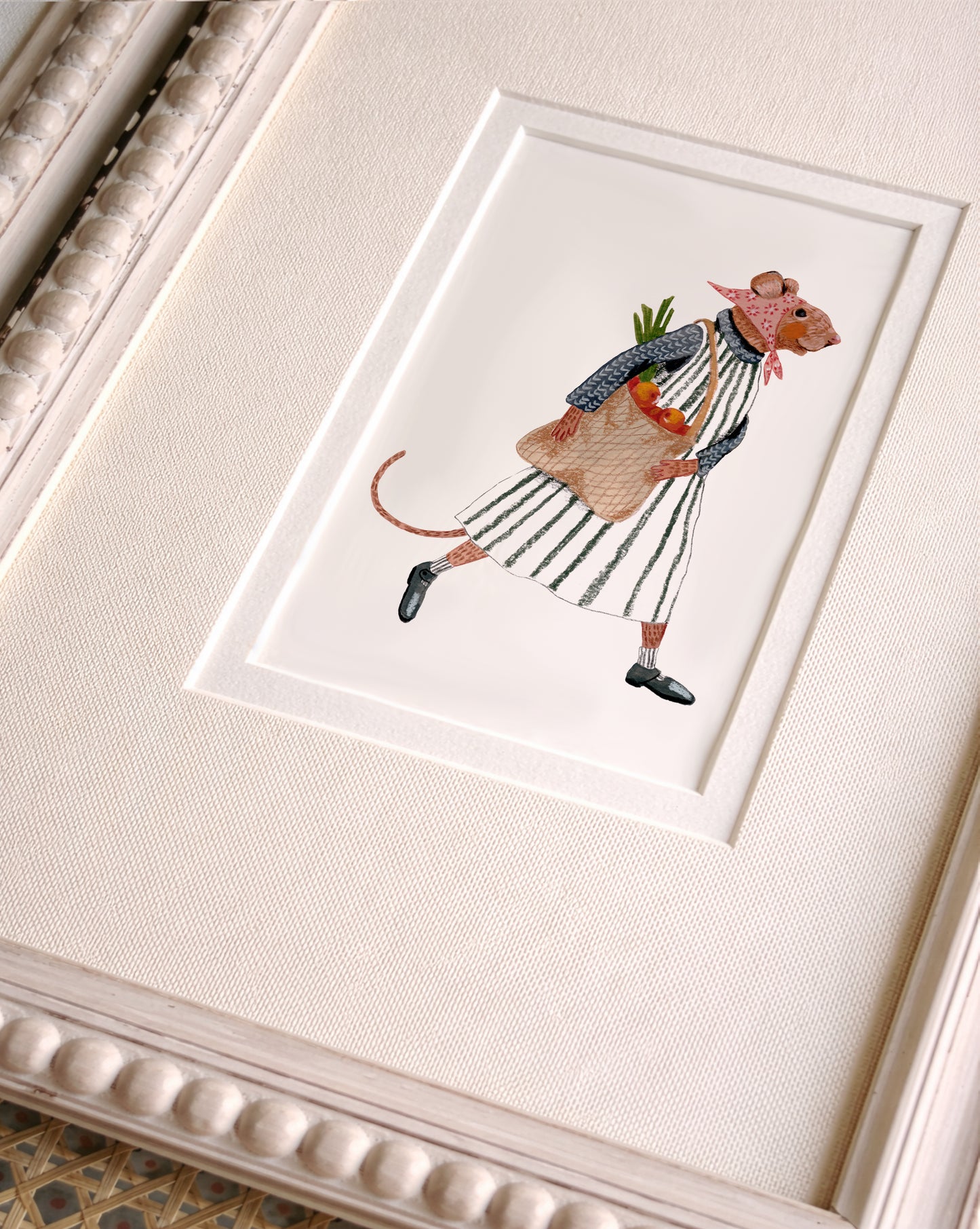 Whimsical Mouse Illustration Fine Art Print – Cottagecore, Minimalist Wall Decor (10x15 cm)