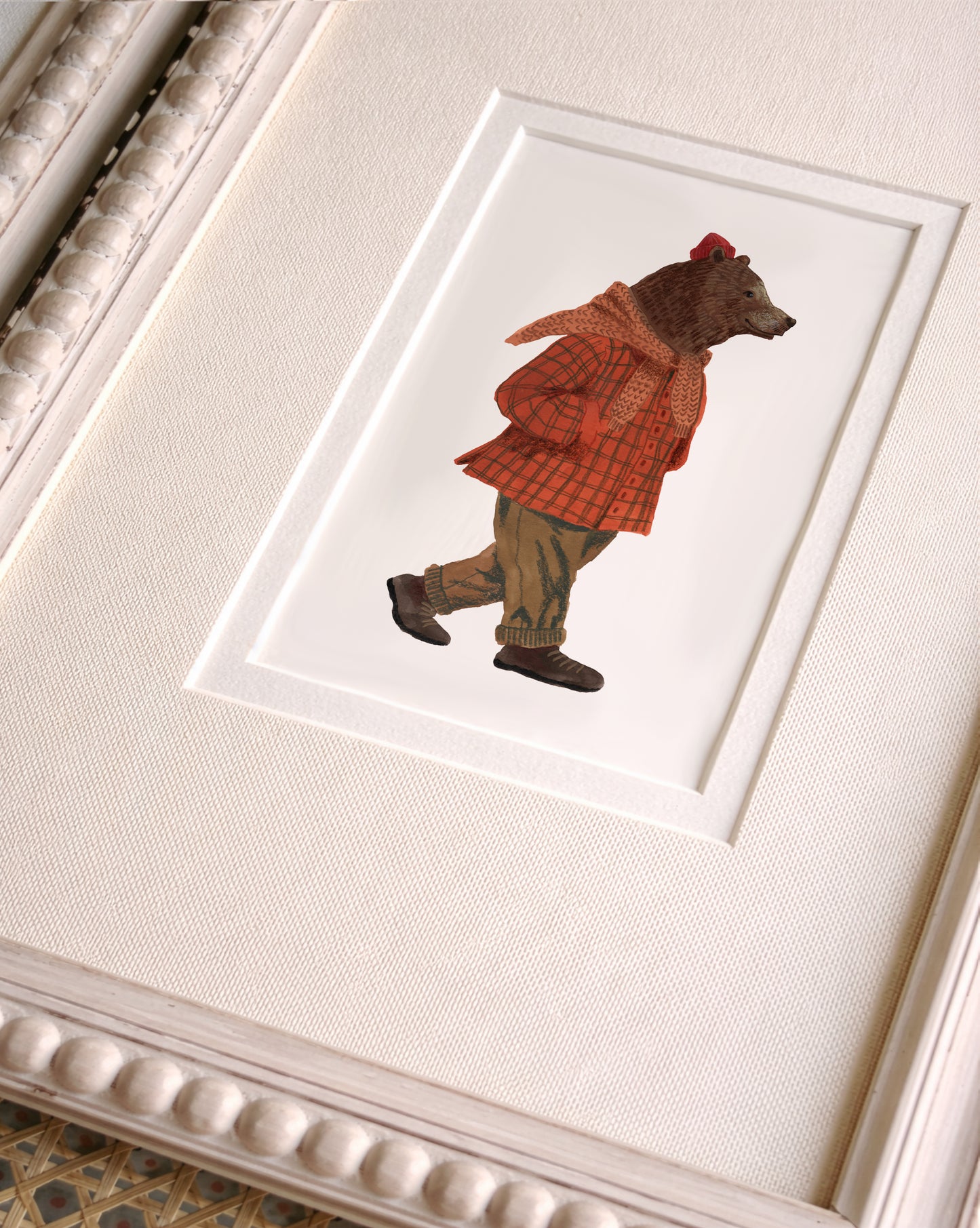 Whimsical Bear Illustration Mini Fine Art Print, Woodland Cottagecore Decor (10x15 cm)