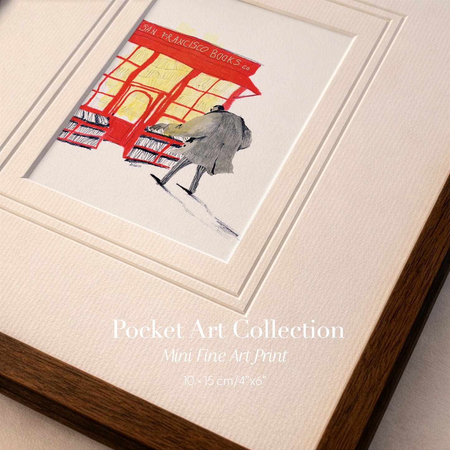 San Francisco Bookshop Art Print – Cozy Literary Illustration (10x15cm Mini Print)
