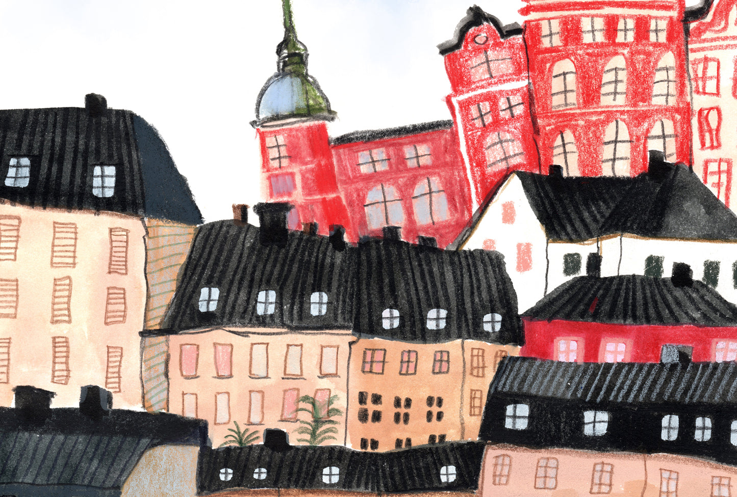 Stockholm Art Print: Hand-Drawn Nordic Cityscape