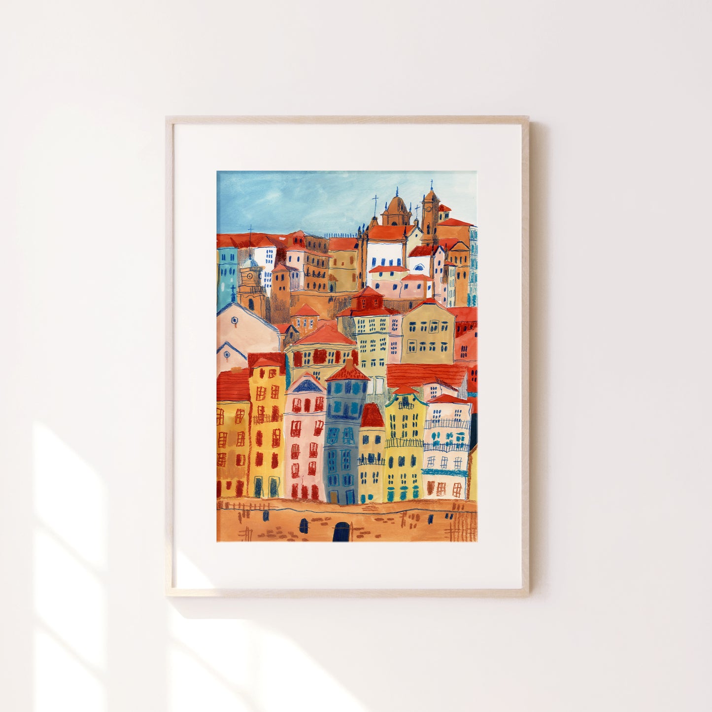 Porto Portugal Art Print: Hand-Drawn Gouache Cityscape Poster