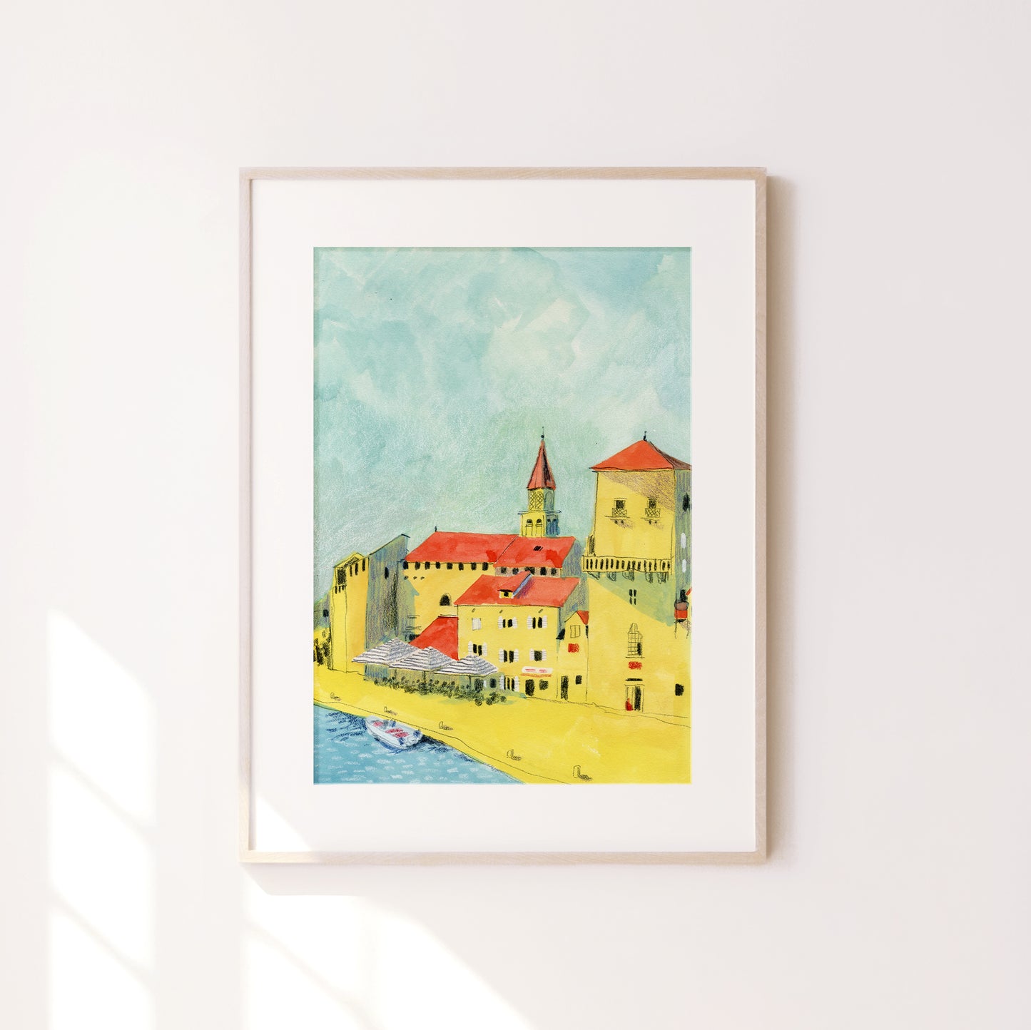 Trogir Croatia Art Print: Coastal Architecture Illustration