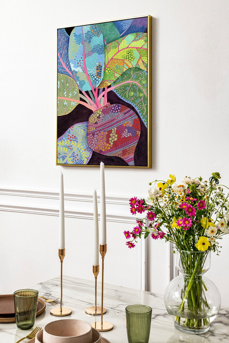 Beet Botanical Art Print – Folk Style Kitchen Decor