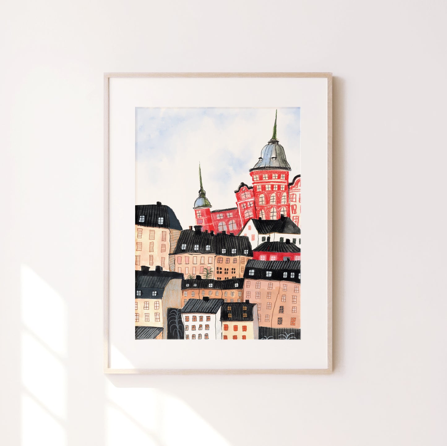 Stockholm Art Print: Hand-Drawn Nordic Cityscape