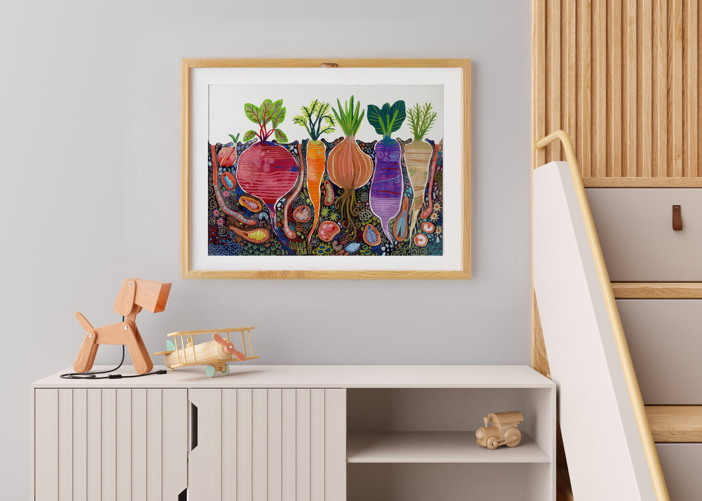 Colorful Root Vegetables Poster: Educational Farm-to-Table Nursery Print