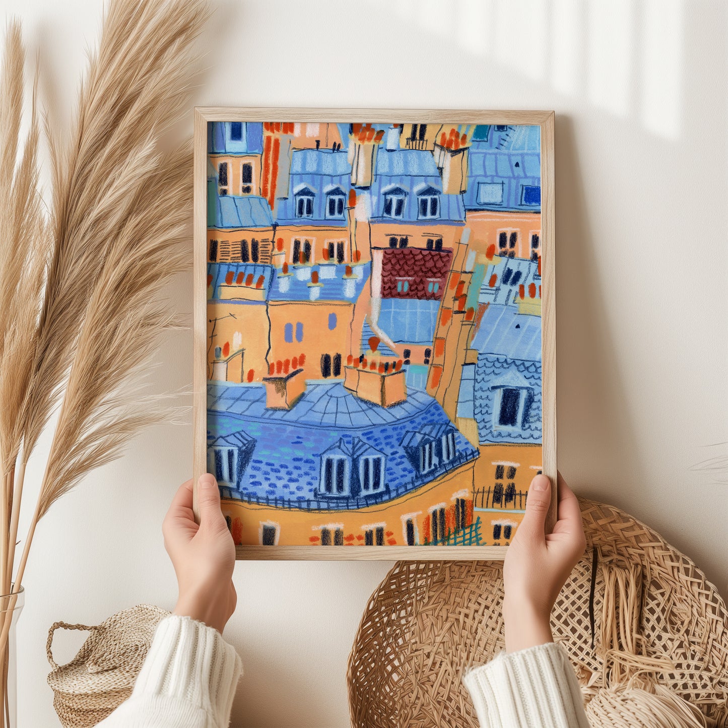 Paris Rooftops Art Print: Hand-Drawn Parisian Architecture