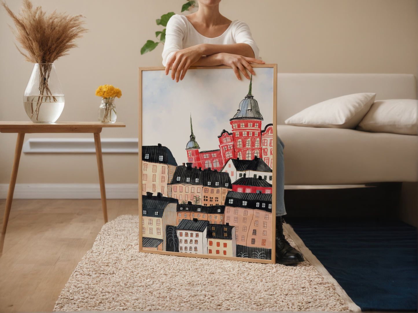 Stockholm Art Print: Hand-Drawn Nordic Cityscape