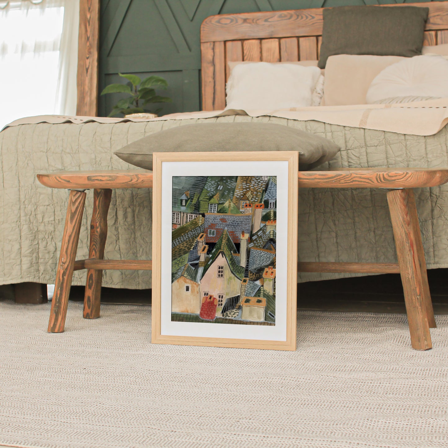 Chinon France Art Print: Gouache Rooftops Illustration, Loire Valley Travel Poster