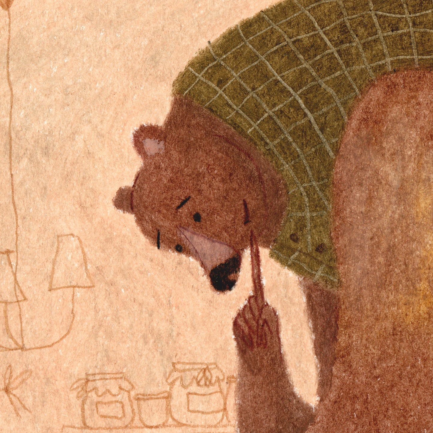 Bear & Mouse Tea Art Print, Cozy Storybook Illustration, Nursery Wall Art, Signed Artist Reproduction, Oil Pastel Giclée Poster