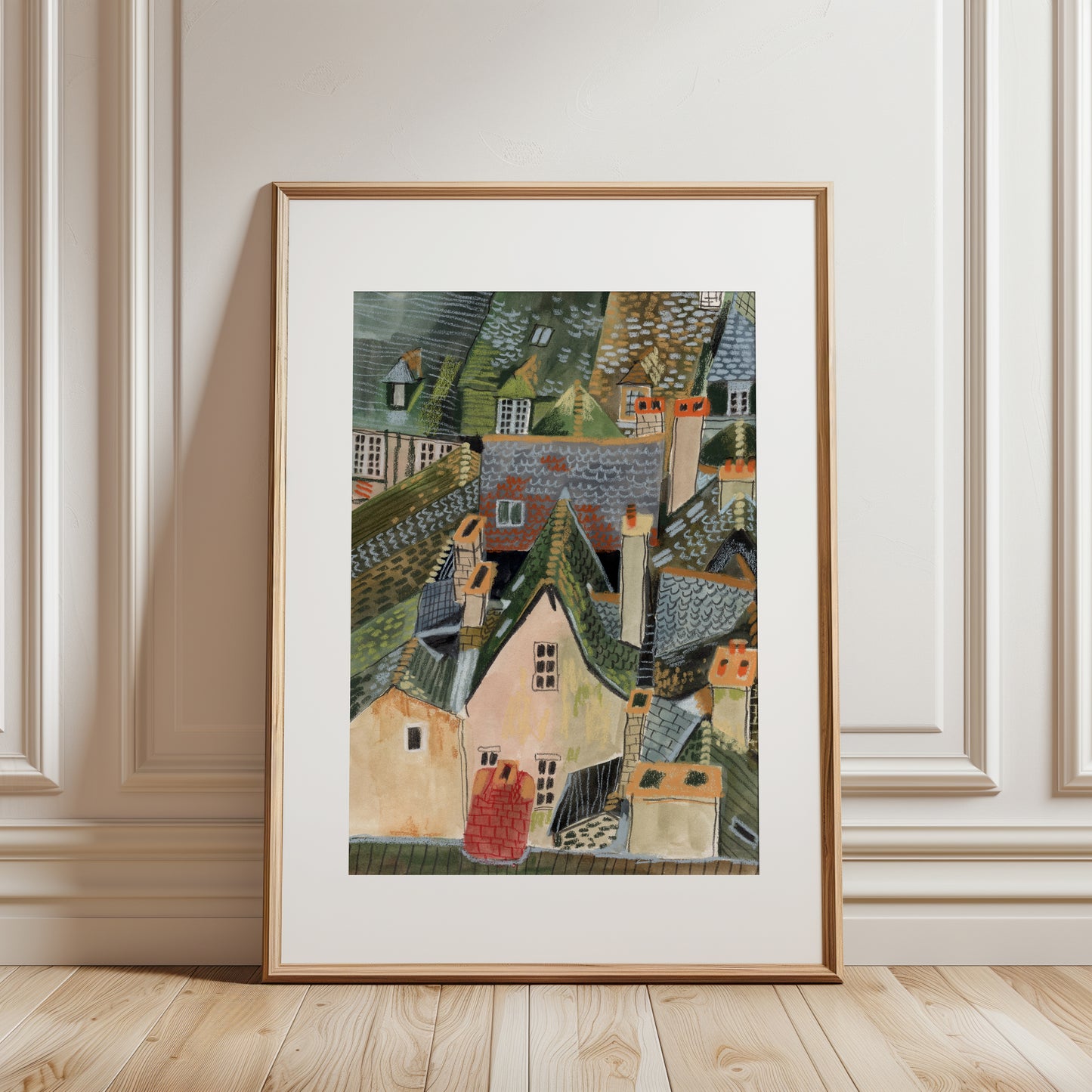 Chinon France Art Print: Gouache Rooftops Illustration, Loire Valley Travel Poster