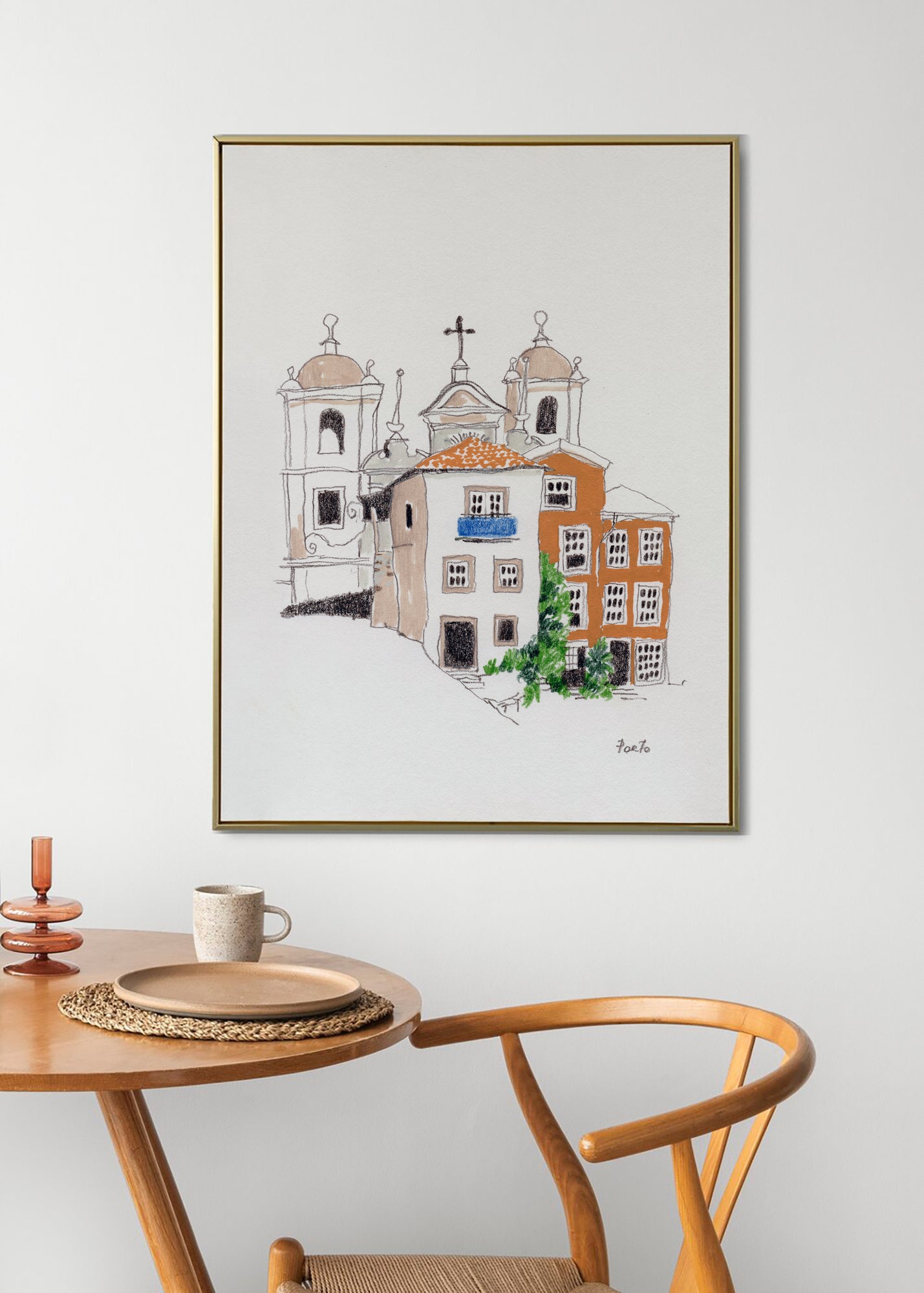 Porto Cityscape Art Print: Colorful Portugal Urban Sketch